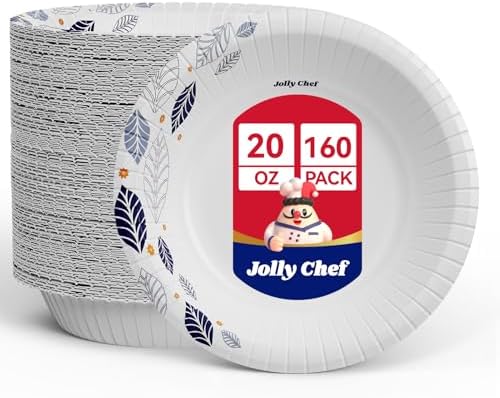 JOLLY CHEF 160 Count Paper Bowls 20 oz with Leaf Floral Print