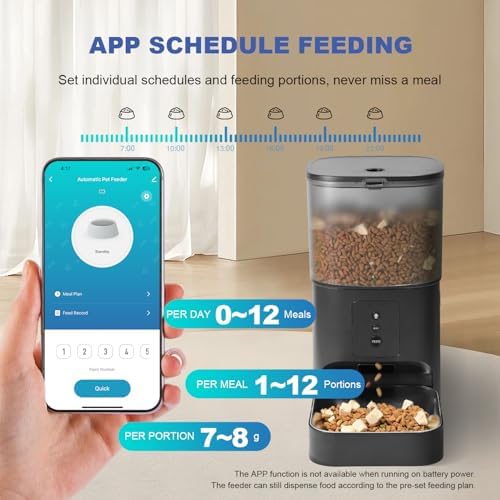 ANDOLL HOME 2.4G Automatic Cat Feeder, 4L WiFi Food Dispenser with 10s Voice Recorder, Pet Feeder up to 10 Meals per Day, Timed Cat Feeder with Dry Food Sealed Ring