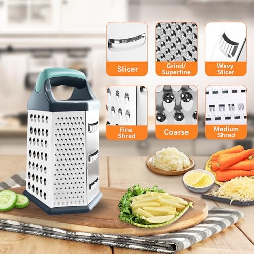 Box Grater for Kitchen 6 Sided
