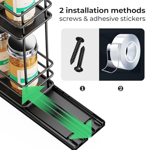 Mystozer Pull Out Spice Rack Organizer for Cabinet, Slide Out Spice Racks