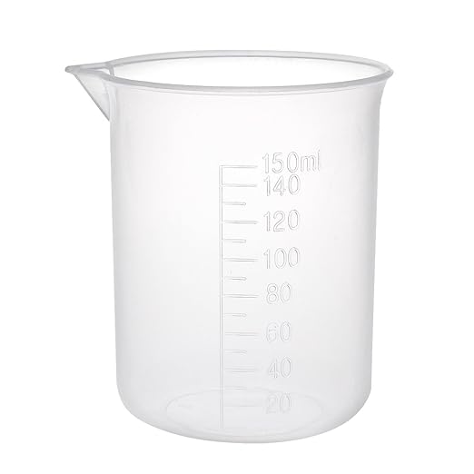 uxcell Measuring Cup 150ml PP Plastic Graduated Beaker Transparent for Lab Kitchen Liquids 3pcs