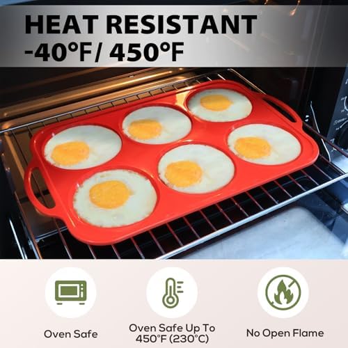 4 Inch Muffin Top Pan Non Stick with Metal Frame, Silicone Egg Molds