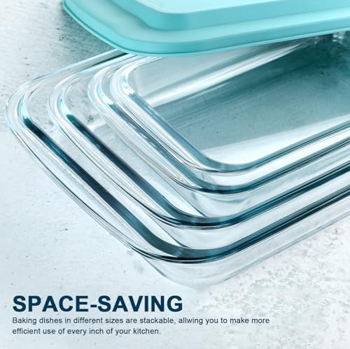 M MCIRCO 8 Piece Deep Glass Baking Dish with Lids, BPA free, Green