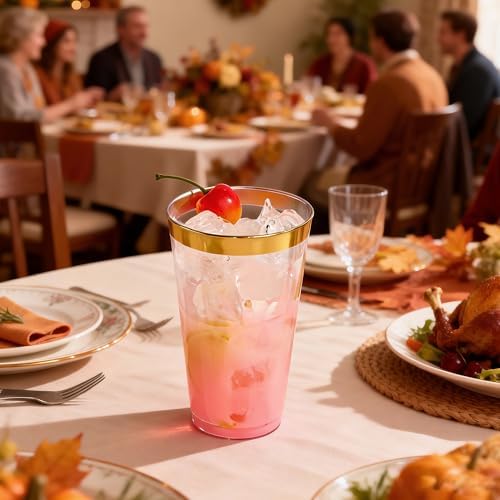 RACETOP 16 oz 100 Pack Disposable Plastic Cups, Disposable Clear Plastic Cups for Parties, Weddings, Gatherings, and Festival Events