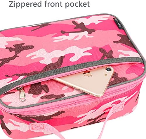 FlowFly Kids Lunch box Insulated Soft Bag Mini Cooler Back to School Thermal Meal Tote Kit for Girls, Boys, PinkCamo