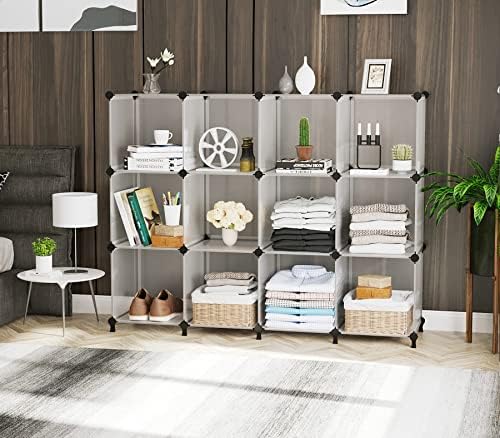 AWTATOS Closet Organizer, 12 Cube Storage Organizer, Translucent