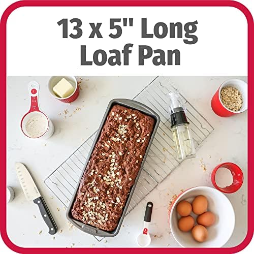 GoodCook Nonstick Loaf Pan Extra-Large Heavy-Duty with Easy-Clean Non-Stick Coating, Oven & Dishwasher Safe Pan for Meatloaf Breads Cakes Lasagnas Casseroles & More, 13 x 5-Inch, Gray (Pack of 2)