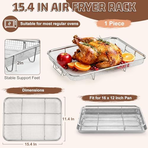 P&P CHEF 15.4 Inch Air Fryer Basket for Oven, Air Fryer Rack, 1 Piece
