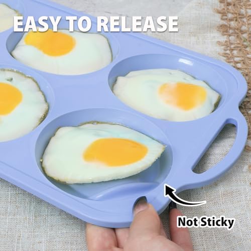 Nonstick Silicone Muffin Top Pan: 6-Cavity 4 Inch Jumbo Silicone Egg Mold