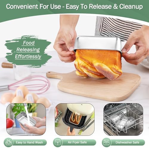 TeamFar Mini Loaf Pan, 6 PCS Stainless Steel Loaf Pans for Baking Bread