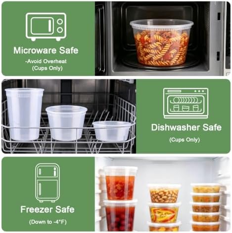Lamosi Deli Containers with Lids 48 Sets, 32/16/8 oz X 16 Set Each