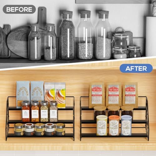 3-Tier Spice Rack for Short Cabinets, Metal Spice Organizer, 2PC
