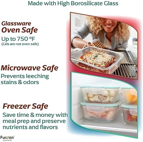 Fusion Gourmet Family Pack - Glass Storage Containers - Airtight 5 Pack
