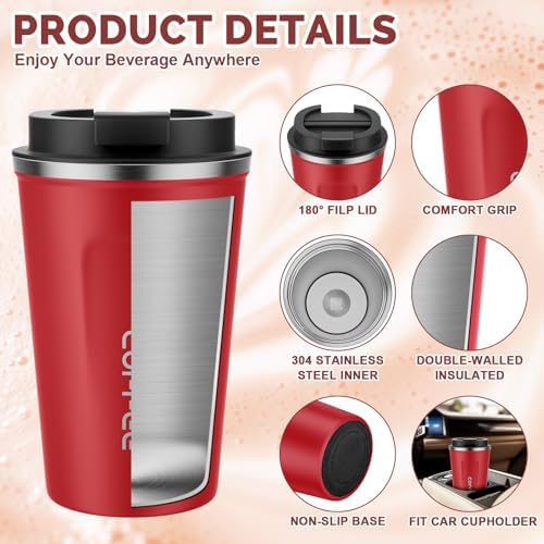 CS COSDDI 12 oz Coffee mug - Stainless Steel Coffee Cup with Leakproof Lid