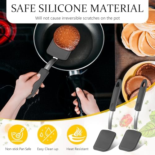 2 Pcs Mini Silicone Cookie Brownie Spatula,Solid Flat,Grey