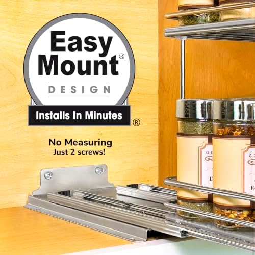 LYNK PROFESSIONAL® Pull Out Spice Organization for Cabinets - 6-3/8 inch Wide – Spice Rack for Inside Cabinets, Slide Out Spice Rack Organizer for cabinet – Pull Out Spice Rack, Sliding 2 Tier Chrome
