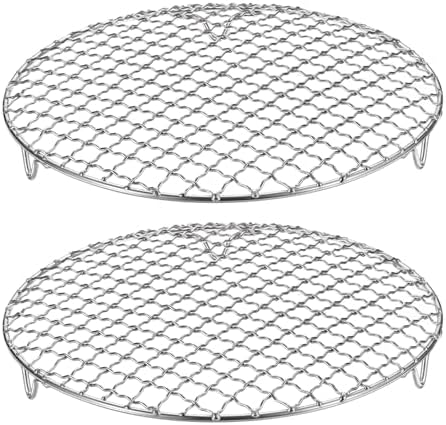 HARFINGTON 2pcs Round Cooking Rack 8.9-inch 201 Stainless Steel Cross Wire Barbecue Grill Net with 20mm Legs for Cooking Baking Steaming BBQ
