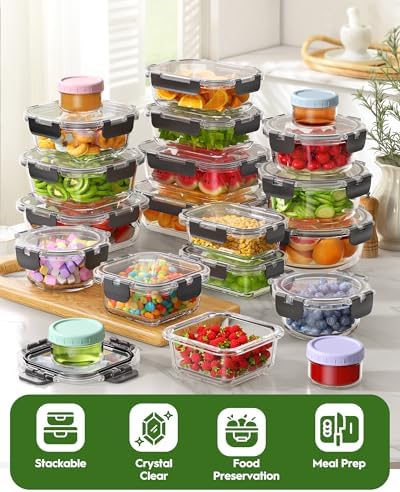 Canfanni 40 Piece Glass Food Storage Containers with Airtight Lids