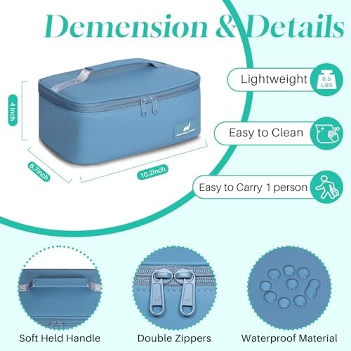 NOL Insulated Lunch Bag for Adults –Compact Cooler Lunch Box with Food-Grade Lining, Waterproof Lunch Bag for Work, Travel | Portable Thermal Meal Tote with Handle,Dusty blue