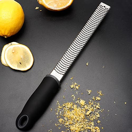 Kaishun Stainless Steel Zester Grater for Lemon, Lime & Cheese, Black