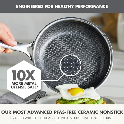 GreenPan Spectra 10" & 12" Frying Pan Skillet, Hybrid Tri-Ply Stainless Steel, PFAS-Free Ceramic Nonstick Textured Cooking Surface, Induction Cookware, Dishwasher Safe, Oven & Broiler Temp to 850˚F