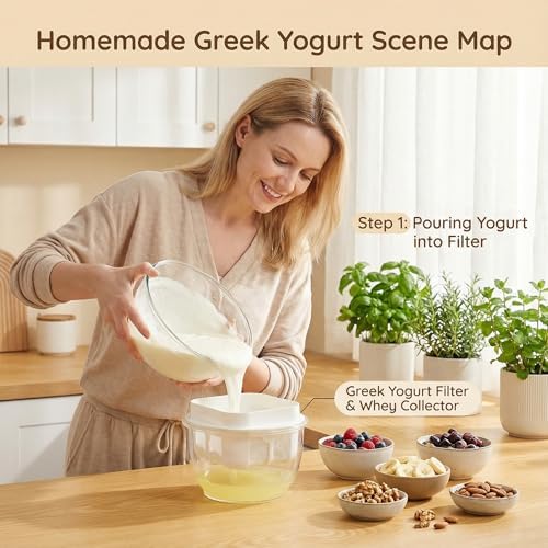 Greek Yogurt Strainer 2 QT Ultra-Fine Mesh Filter with Spring Press