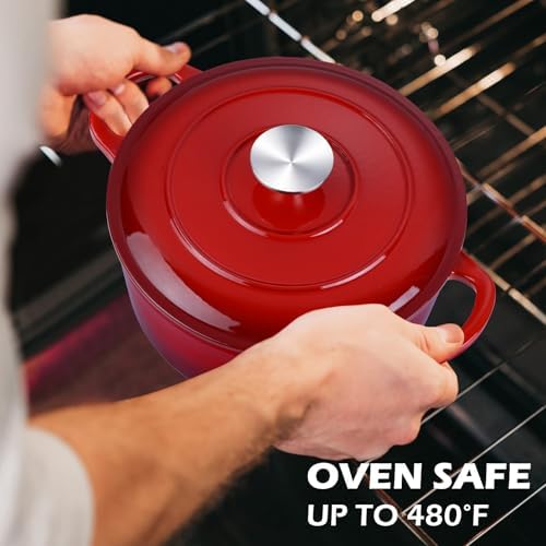 Leonyo 6-Quart Enameled Cast Iron Dutch Oven Pot with Lid,