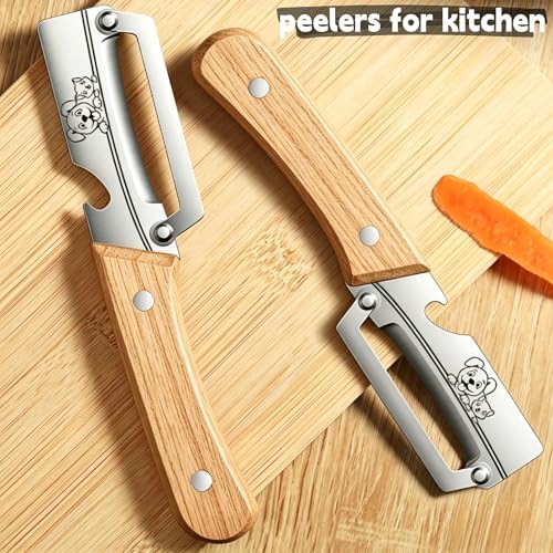 Maxjoy Vegetable Peeler, Stainless Steel Wooden Handle for Potato, Fruit