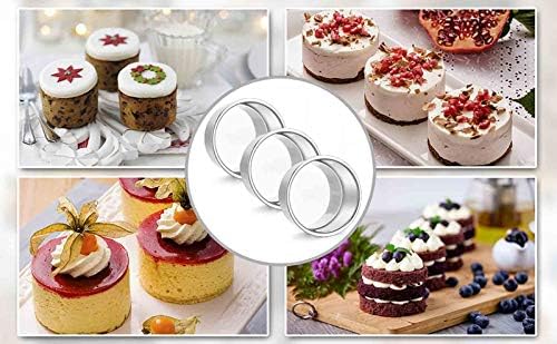 TeamFar 4 Inch Cake Pan, Stainless Steel Mini Cake Pan Round Baking Tins