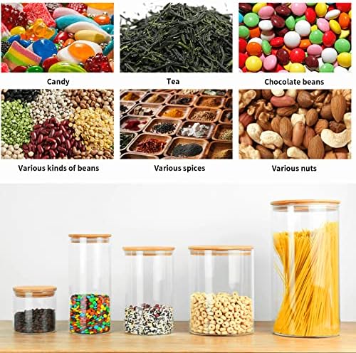 77L 18 Oz/550 ML Glass Jar with Lid, Clear Thickened Version Glass Storage Containers with Sealed Bamboo Lid, For Coffee, Sugar, Spices, Tea, Beans, Candy, Cookie