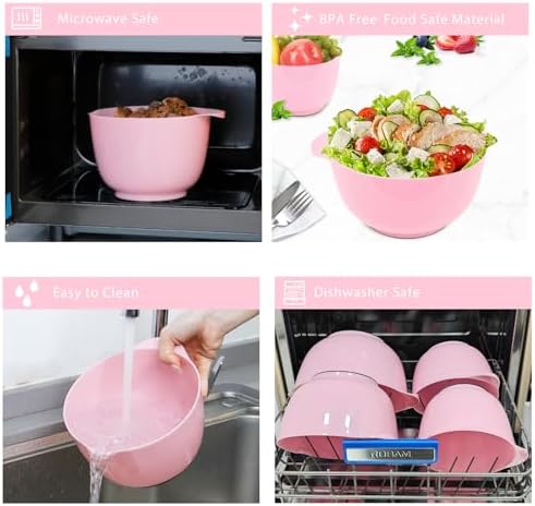 BoxedHom Classic Mixing Bowls Set of 4, BPA Free Microwave Safe,4.5 Quart