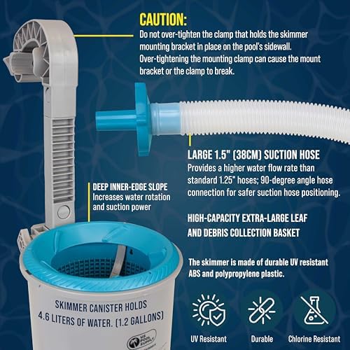 U.S. Pool Supply Above Ground Pool Skimmer, Wall Mount Surface Skimmer