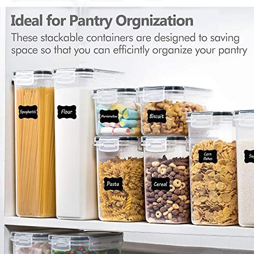 CHEFSTORY Airtight Food Storage Containers Set, 14 PCS Kitchen Storage Containers with Lids for Flour, Sugar and Cereal, Plastic Dry Food Canisters for Pantry Organization and Storage (Pack of 2)