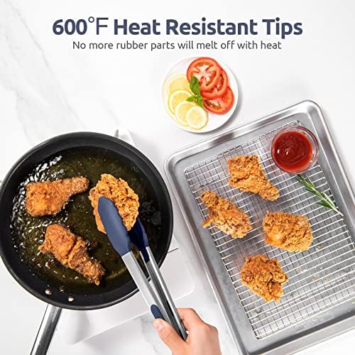 U-Taste Kitchen Tong for Cooking, 600ºF Heat-Resistant, 2Pcs/Midnight Blue