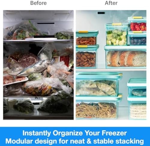 LocknLock Freezer Fit Plastic Freezer Containers | Stackable Food Storage for Meal Prep | Microwave & Dishwasher Safe | BPA Free Freezer Container with Lid, 1.65L