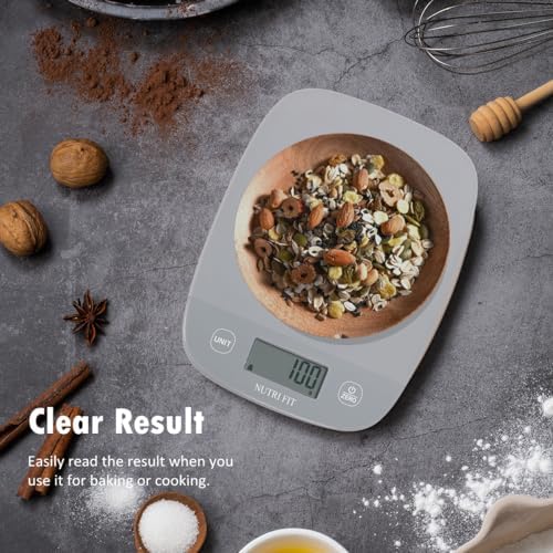 NUTRI FIT 11lb Food Scale Kitchen Scales Digital Weight Grams & Ounces Grey