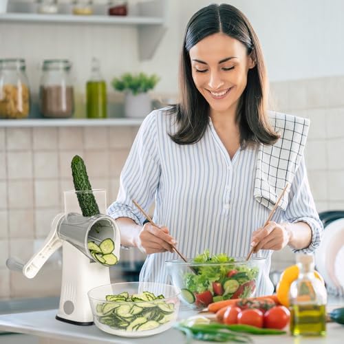 X Home 5‑in‑1 Rotary Cheese Grater for Kitchen, White