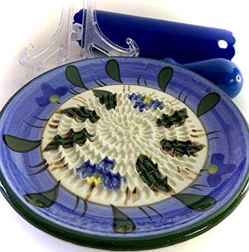 BonCera, Premium Ceramic Garlic Grater Plate Set - Blue Lavender Plant