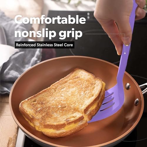DI ORO Silicone Turner Spatula Set - 600F Heat Resistant, 4-Pc Lavender