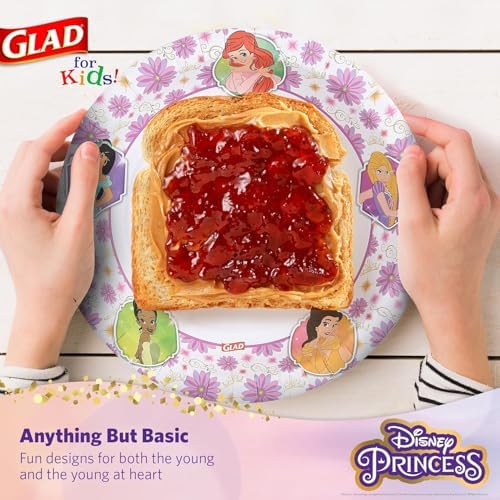 Glad for Kids Disney Princess Disposable Paper Plates, 8.5 in, 40 Ct, 2-Pk