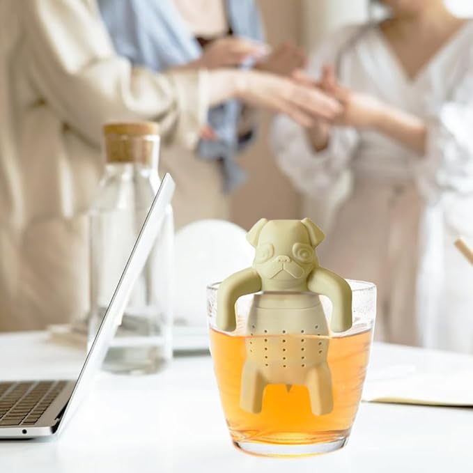 2 Pcs Cute Tea Infuser, Silicone Tea Infuser, Tea Diffuser, Reusable Tea Infuser, Tea Sets for Women Gift, Gifts for Tea Lovers (Orange cat + pug)