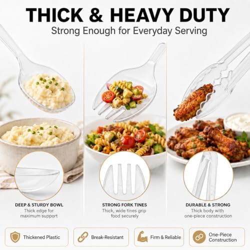 36Pcs Disposable Plastic Serving Utensils Set (Clear)