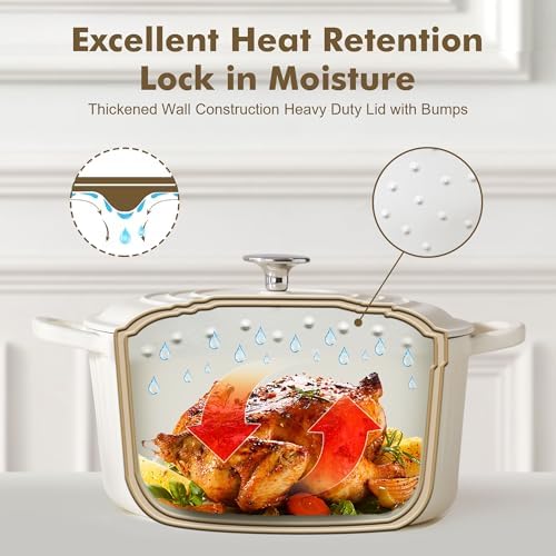 SENSARTE 6.5QT Enameled Cast Iron Dutch Oven Pot with Lid&Cotton Potholders