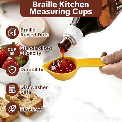 8-Piece Braille Measuring Set with Raised Braille Markings for Blind