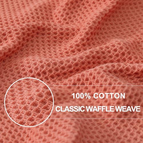 Homaxy 100% Cotton Waffle Weave Kitchen Dish Cloths 6-Pack, Coral