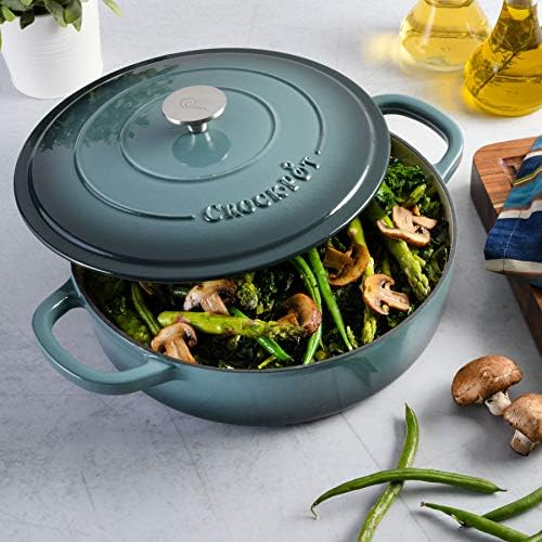 Crock-Pot Crock Pot Artisan Enameled Cast Iron Braiser W/Lid, 5 Quart, Slate Gray (Pack of 2)