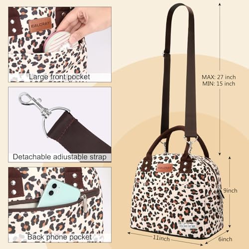 BALORAY Lunch Bag for Women Men Adult Lunch Box (Leopard Long Strap),M
