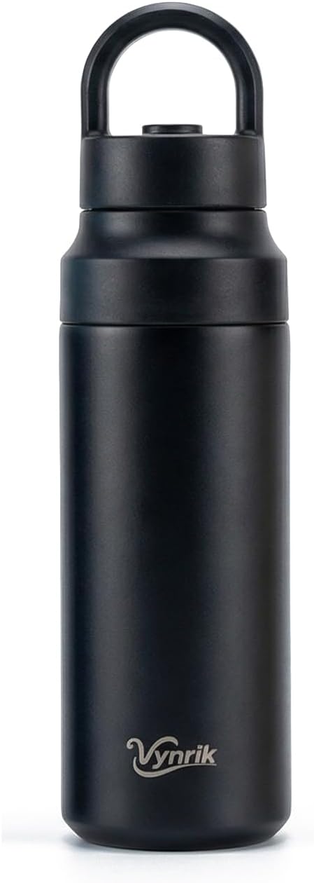 Black Stainless Steel Water Bottle Insulated 20 oz Tumbler with Handle,Leak Proof Travel Bottles,Water Cup with Lids