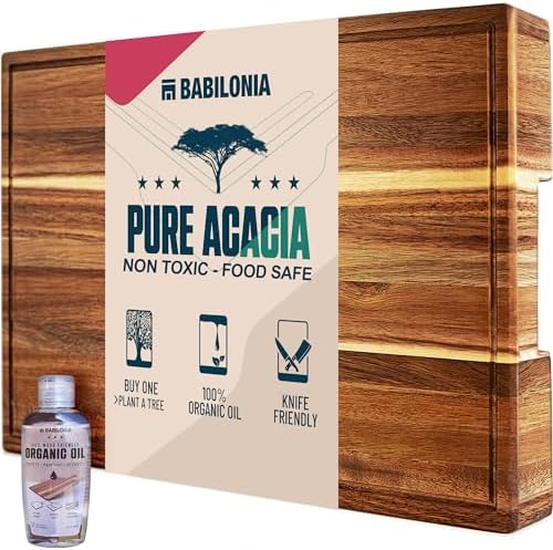 Acacia Wood Cutting Board for Kitchen, Thick Non Toxic Butcher Block