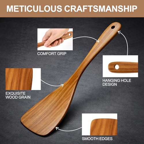 Non Toxic Wooden Cooking Utensils Set Flat Wood Spatula Spurtle Scraper